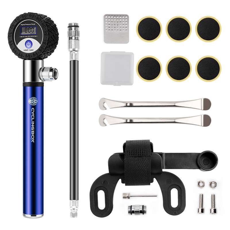 自行车打气筒套装铝合金多功能工具组合修理补胎工具套装迷你气筒