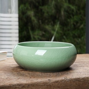 大号青瓷茶洗f手工茶洗烟灰缸陶瓷家用笔洗茶杯水洗缸水盂茶具配