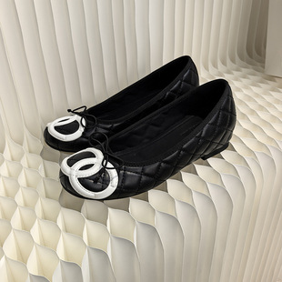 5cm小个子内增高2025新款小香风菱格单鞋女法式复古平底通勤瓢鞋