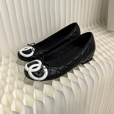 5cm内增高小香风菱格平底单鞋