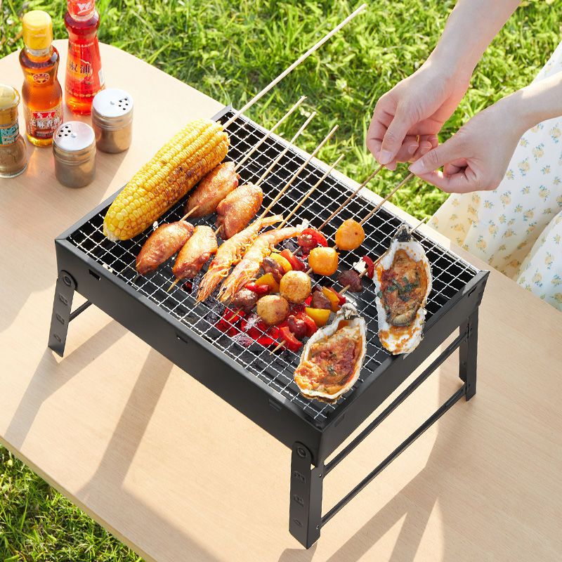 2025新款烧烤架家用户外便携带烧烤炉BBQ烧烤架折叠木碳烧烤架