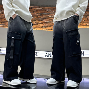 男童裤子2025新款今年流行爆款秋冬又酷又飒的儿童男款工装牛仔裤