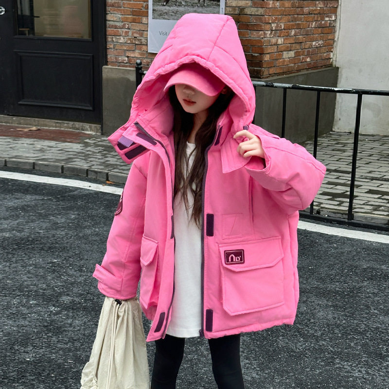 女童加绒外套秋冬2025新款中大童棉衣儿童加厚派克服冬季棉服防寒