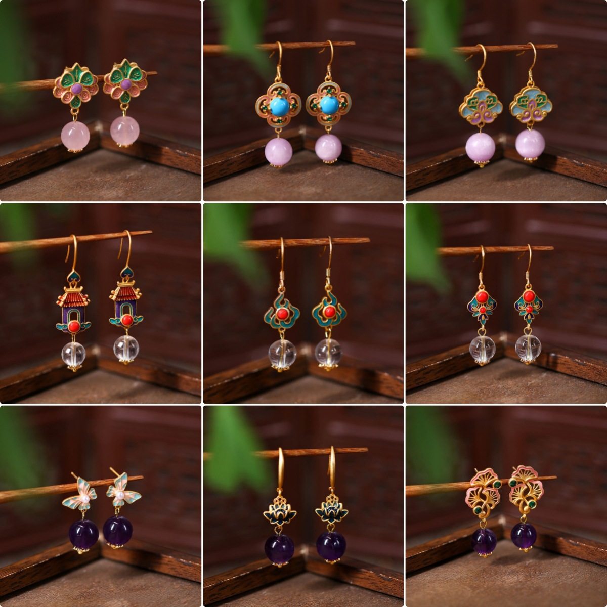 国风原创设计手作天然水晶耳环复古新中式高级感文艺古风珐琅耳饰,饰品/流行首饰/时尚饰品新,耳环,淘宝优惠券,粉丝福利购,淘宝优惠卷