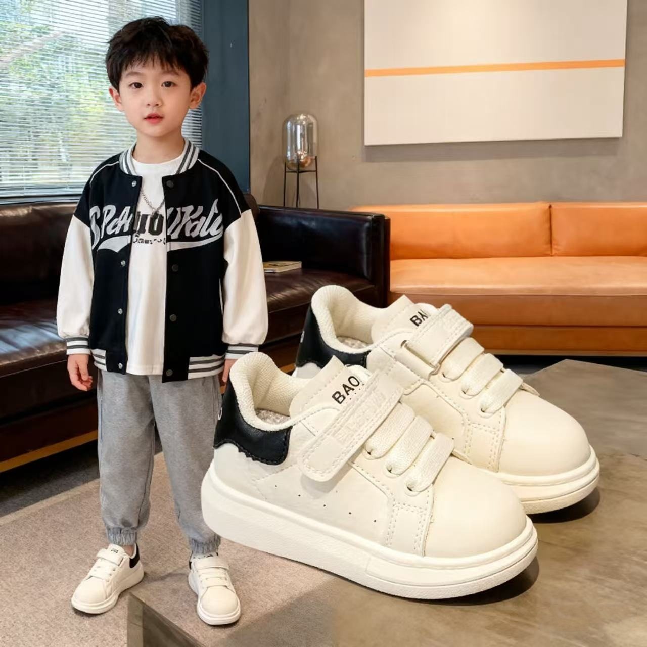 儿童皮面运动鞋春秋季宝宝幼儿园表演小白鞋潮男女童软底板鞋,童鞋/婴儿鞋/亲子鞋,板鞋,淘宝优惠券,粉丝福利购,淘宝优惠卷