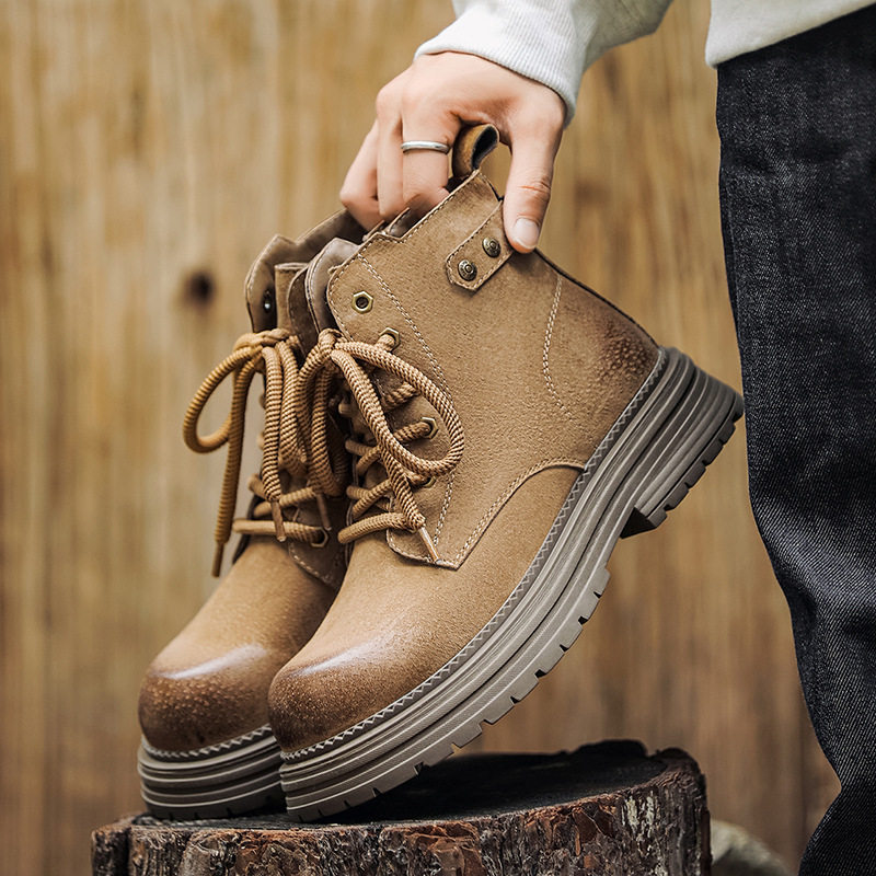 马丁靴男沙漠靴2025新款秋季大黄靴英伦风高帮男鞋户外中帮工装靴
