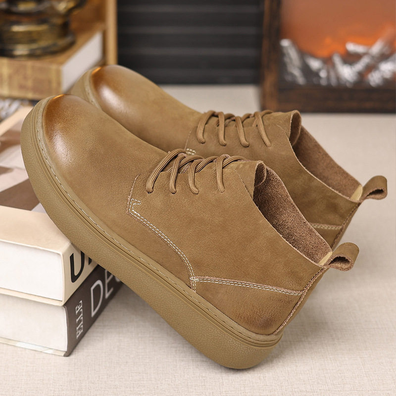 男士马丁靴2025新款秋冬头层牛皮复古高帮男鞋户外中帮休闲靴6902