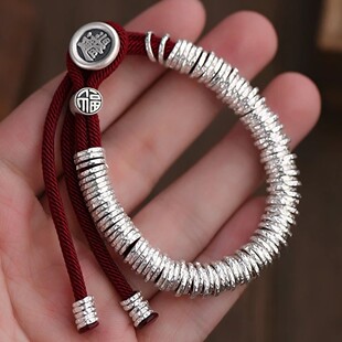 盘缠手串福字日金扣线绳腰缠万贯红绳手链女轻奢小众手饰首饰