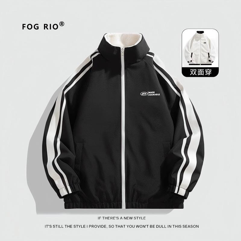 FOG RIO冬季双面羊羔绒棉服加厚保暖情侣棉衣外套穿羽绒棉