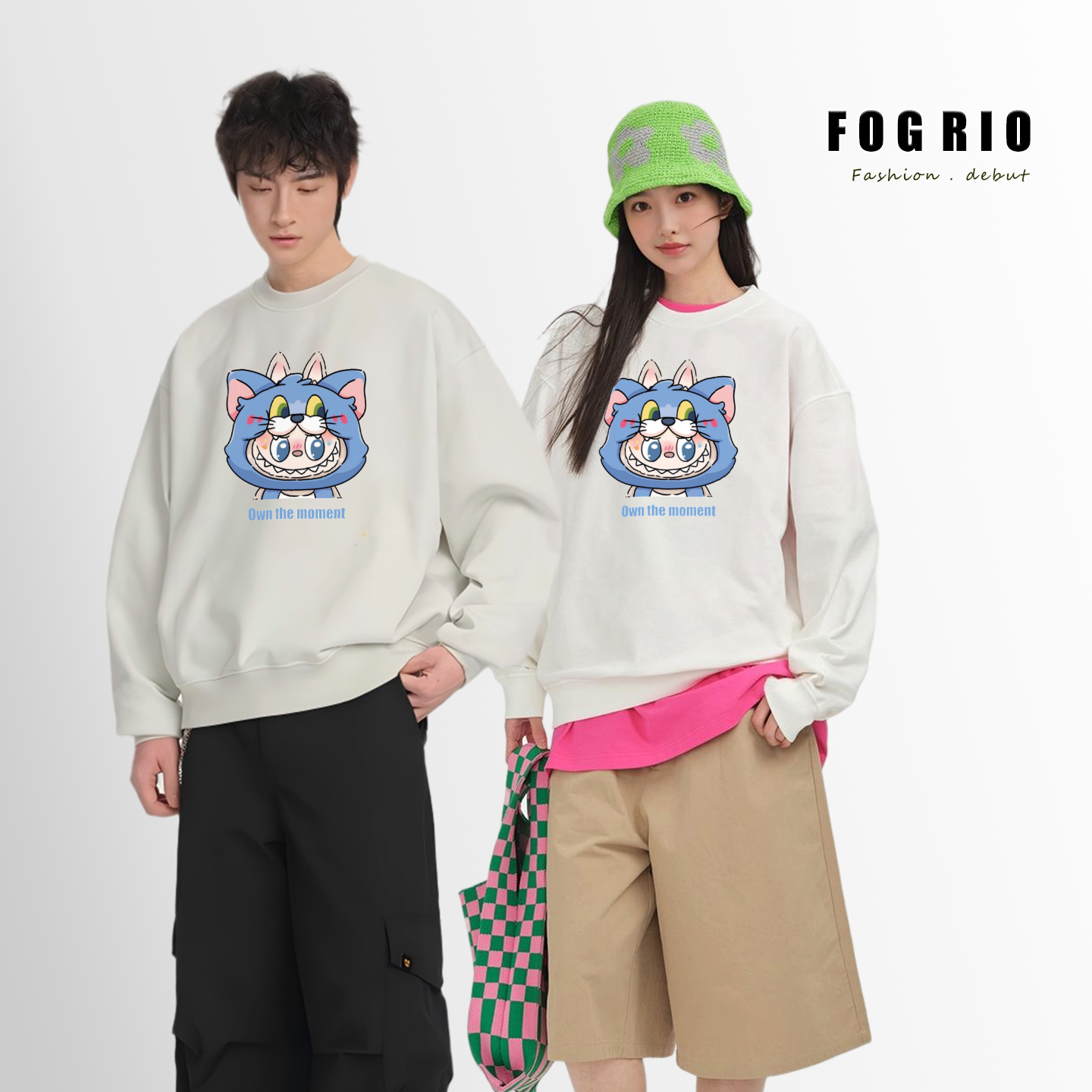 FOG RIO2025高街短款圆领连帽卫衣男潮牌女春秋套头休闲宽松上衣