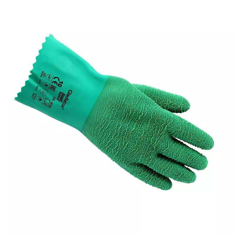 安思尔16-650防烫手套橡胶隔热耐高温杀鱼防刺防水工业防化清洁