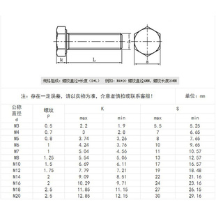 。东明THE A2-70/304外六角螺栓M8六角螺丝全牙螺丝DIN933/GB5783