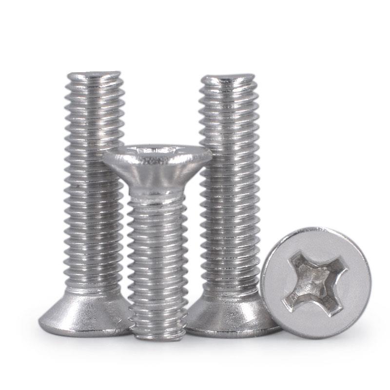 316不锈钢十字沉头机螺钉GB819全牙平头螺丝沉机M2M2.5M3M4M5M6M8