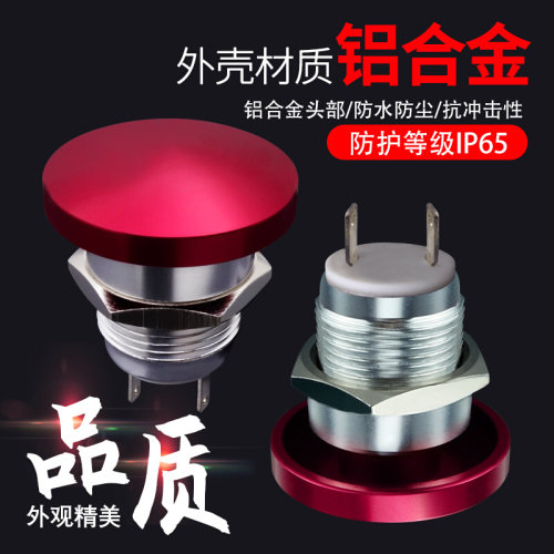 。AD16mm金属按钮开关 蘑菇头复位 电动 电源开关 启动开关净化开