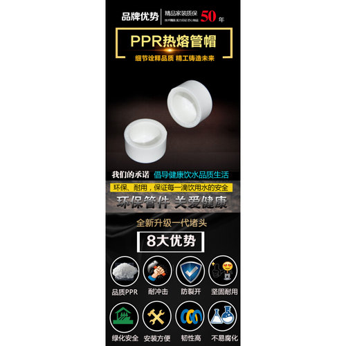 。PPR管帽 管堵 水管管件配件 4分 6分 1寸 20 25 32 热熔焊接