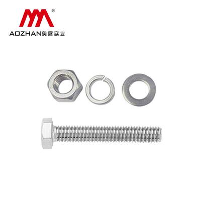 奥展A4-80外六角螺丝316L不锈钢DIN933螺栓平弹母组合M6-M24