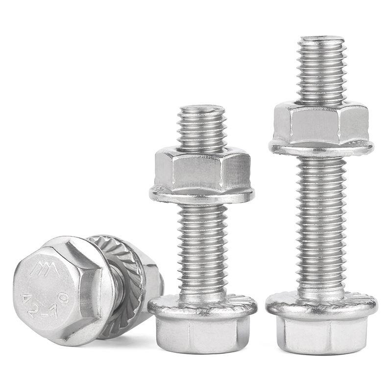 304不锈钢法兰螺丝螺母套装外六角法兰面螺栓m5m6m8m10m10 6折