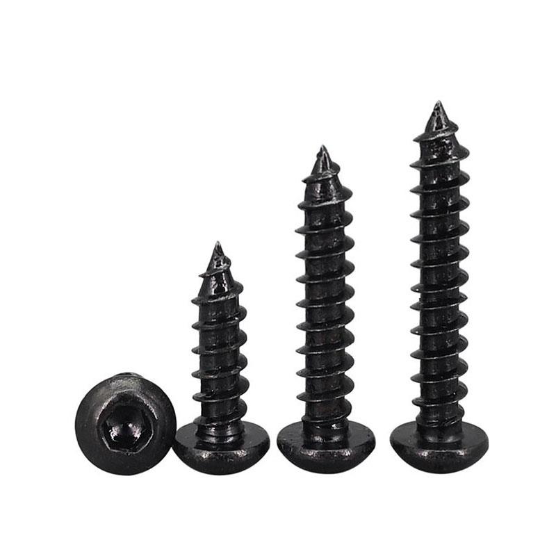 8.8级黑色半圆头内六角自攻螺丝加长高强度盘头自功螺钉M3M4M5M6