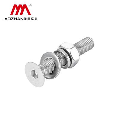 奥展304不锈钢沉头内六角螺栓DIN7991/ GB70.3螺丝平弹母组合M16