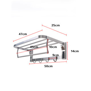 。304不锈钢拉丝折叠浴巾架浴室挂件双层毛巾架卫生间置物架打孔