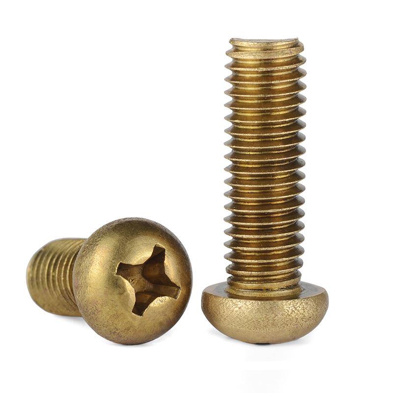 铜十字圆头螺丝 纯铜盘头螺丝 黄铜半圆头螺钉GB818 M2M3M4M5M6M8