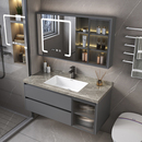 岩板陶瓷无缝一体盆洗漱台卫生间洗手脸智能镜收纳置物浴室柜组合