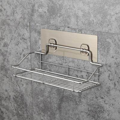 H509浴室不锈钢置物架 免打孔厨房卫生间收纳架厕所壁挂架子