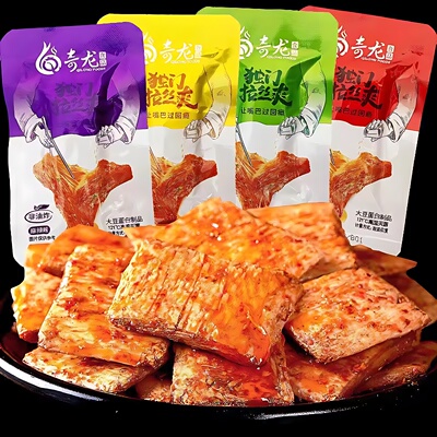 张奇龙独门拉丝爽豆干手撕素肉辣条休闲零食豆制品素肉素牛排老莫