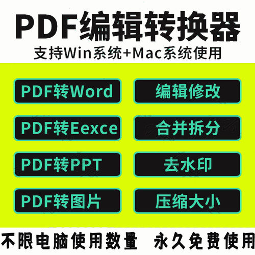 PDF转换编辑器Word软件修改拆分合并压缩阅读增加删除水印转换PPT