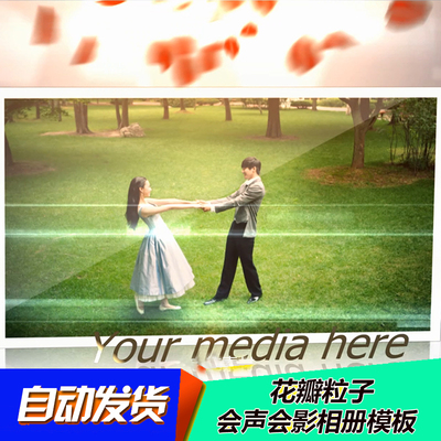 会声会影模板X8X9素材 唯美光效粒子花瓣婚礼MV电子相册豪华大气
