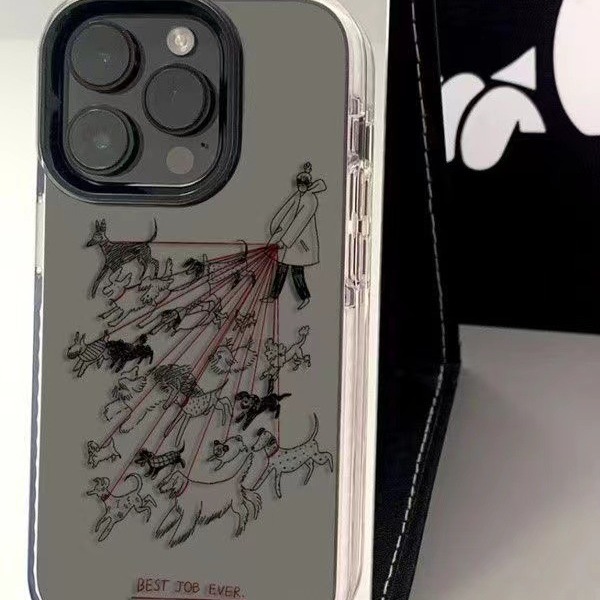 2024新款高颜值外壳遛狗男人使用iPhone15手机壳个性防摔苹果14promax卡通13创意12/7高档高级保护套
