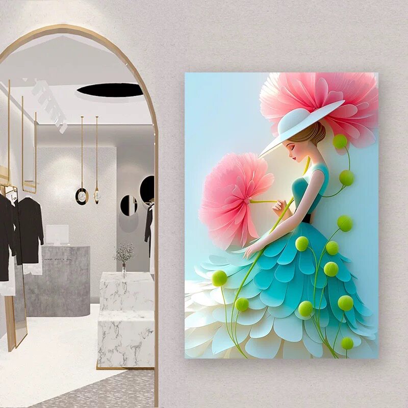 【美好生活】唯美花仙子自粘画墙面美化浴室房间出租房贴画自粘画