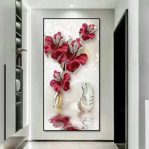 3D立体现代装饰自粘画玄关竖版简约客厅餐厅走廊墙贴过道进门壁画