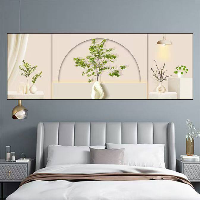 新中式植物花卉装饰画卧室客厅挂画简约轻奢背景画知性优雅风