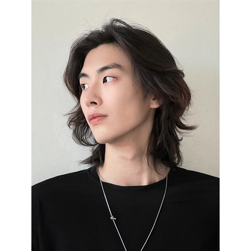 鲻鱼头假发男生日系长直发层次感狼尾表演舞台发套自然蓬松全头套