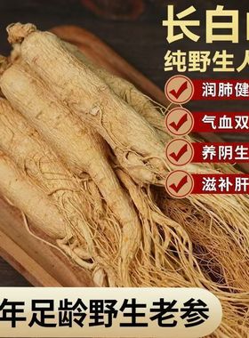 人参长白山野山参正品【9-15年】泡酒中药材人叁林下参东北干人参
