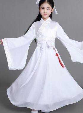 儿童古装仙女服汉服女童古代衣服公主中大童古筝演出汉服童装小孩