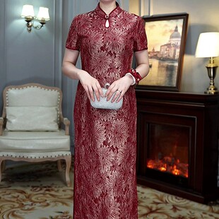 喜婆婆婚宴装2025新款高端轻奢高级感参加婚礼的衣服礼服裙子