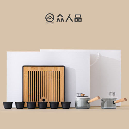 众人品功夫茶具套装陶瓷大容量侧把茶壶茶杯高档家用办公室泡茶器