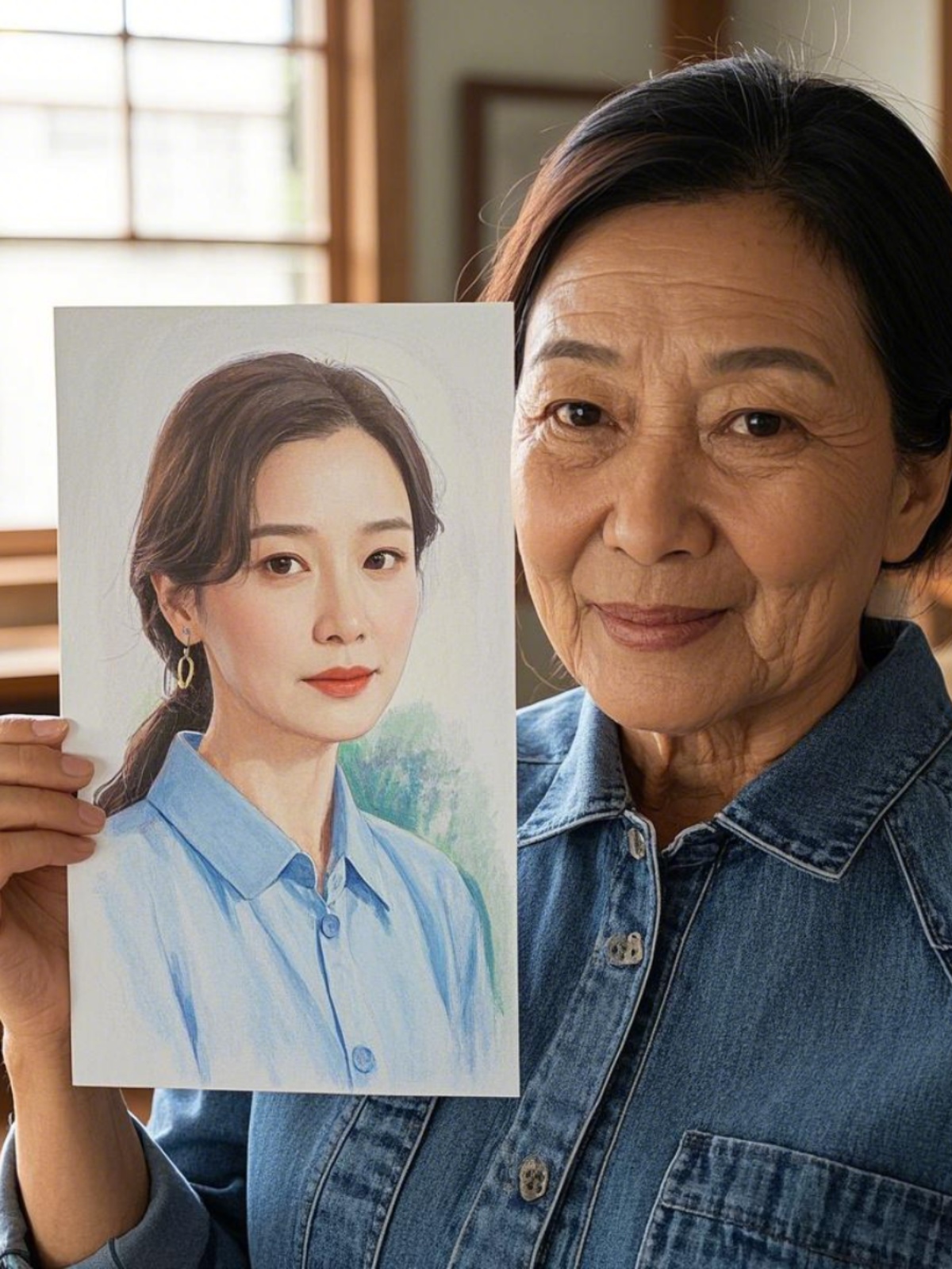 专家级纯手工彩铅定制人物色彩画