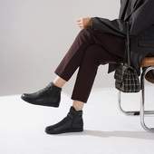 穿条纯色休闲短靴头层牛皮宽楦复古百搭时装 柜雅氏2024秋季 爆款 靴