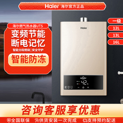Haier/海尔燃气热水器家用天然气12升液化气16L煤气13UTS洗澡