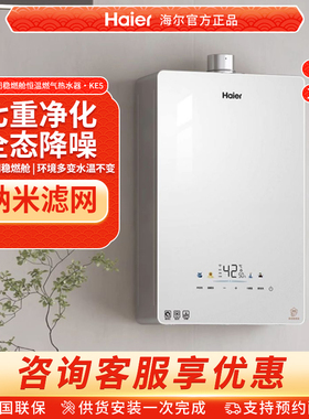 Haier/海尔官方燃气款天然气热水器 水伺服 家用恒温白色 KE5