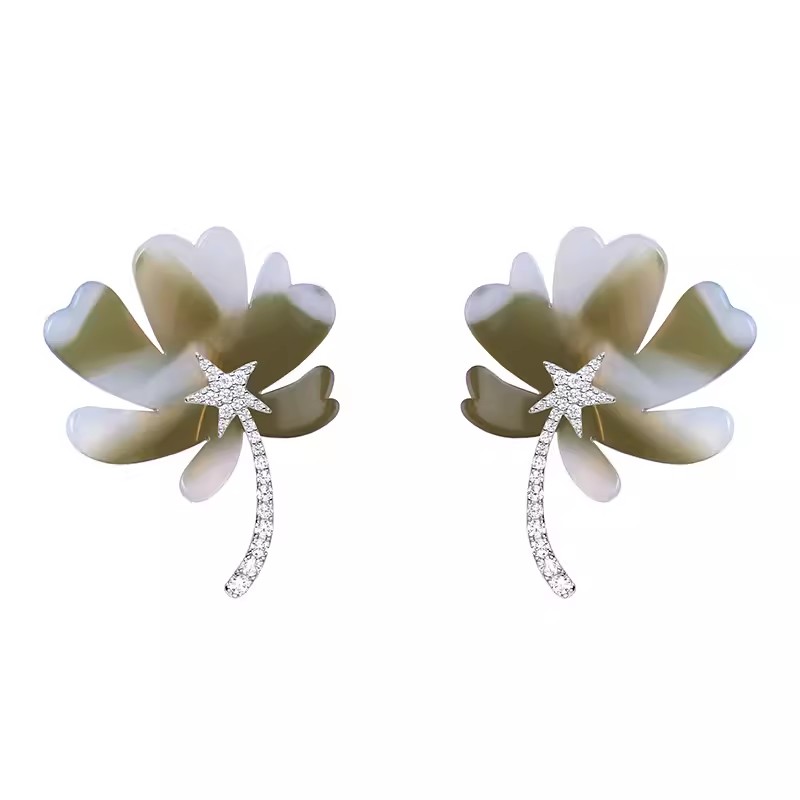 何方蔷薇花耳环时尚花卉高级设计