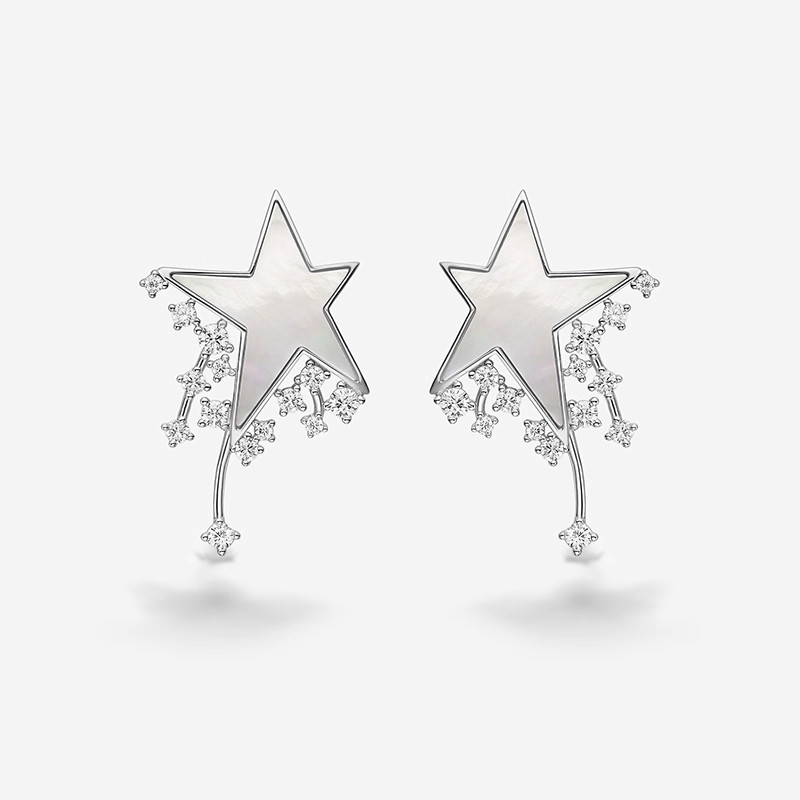 何方925银气质幸运星耳环女礼物