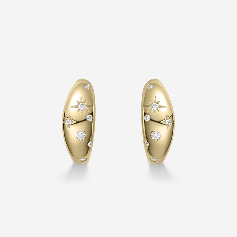 何方925银鎏光星芒耳环女气质