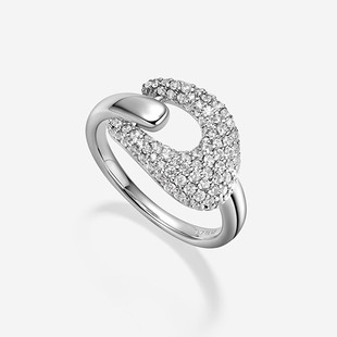 [新品]何方HEFANG星光马蹄扣戒指轻奢原创设计戒指女圣诞新年礼物