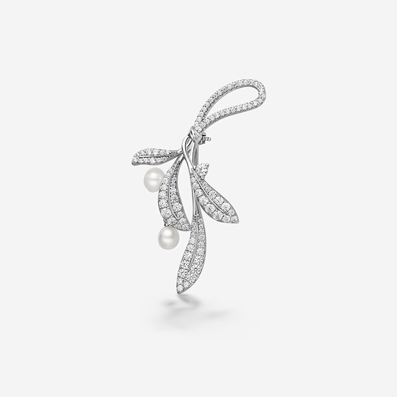 何方胸针女月桂叶气质优雅925银