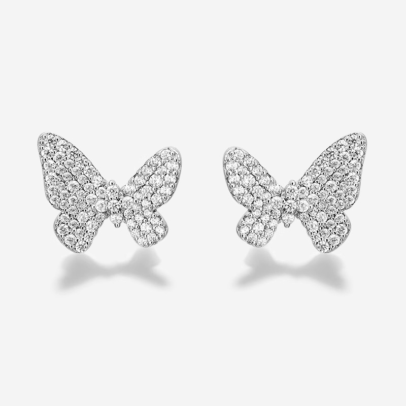 何方小蝴蝶耳钉轻奢陈都灵925银