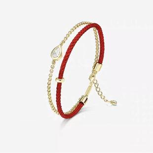 何方HEFANG陈都灵同款 水滴红绳双层手链圣诞礼物新年礼物国风轻奢